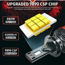 HYNBYZJ 2 bóng đèn pha LED Canbus H7 H4 cho ô tô, công suất 380W, 420000LM, tương thích với các chuẩn H1, H9, H11, HB3, 9005, HB4, 9006, H1, 9012, Hir2, 9007, H13, nhiệt độ màu 6000K, dùng cho đèn sương mù, điện áp 12V. - A - Xem 10