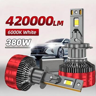 HYNBYZJ 2个H7 H4 LED CANBUS汽车大灯灯泡 380W 420000LM LED灯 H1 H9 H11 HB3 9005 HB4 9006 H1 9012 Hir2 9007 H13 LED 6000K雾灯 12V