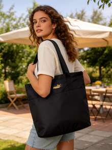 Puma Túi tập chạy bộ và thể dục cho nữ, Túi xách thời trang ngoài trời thường ngày, 090647-01 - màu đen - Xem 1