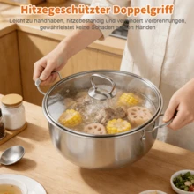 16tlg Topfset Kochset TSuppentopf Kochtopf-Set mit Deckel Induktion16-24cm - Übersicht 5