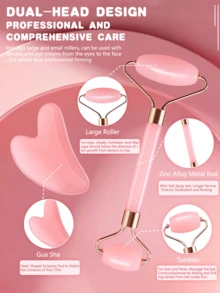 2Pcs Set Facial Beauty Massage Set, ABS Resin Material Double Head Roller Massage, Triangle Scraping Board, Soft Silicone Ice Mold, Body Gua Sha Massage Tools Set - View 6