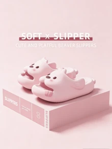 1 Đôi dép xốp EVA màu trắng sữa hình chú chó con hoạt hình, tiện dụng cho nhà, dã ngoại, bãi biển, du lịch, phòng tắm. - dép hình chú chó con hoạt hình - Xem 7