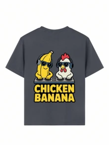 Tween Boy Casual Funny Print Crew Neck Short Sleeve T-Shirt, Summer Top - Dark Grey - View 6