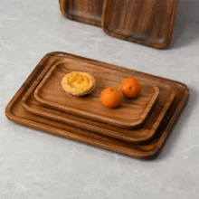 1 chiếc khay phục vụ hình chữ nhật bằng gỗ óc chó, kích thước nhỏ, dùng làm khay trà, đĩa cà phê, đĩa ăn nhẹ và trái cây. - màu nâu - Xem 4