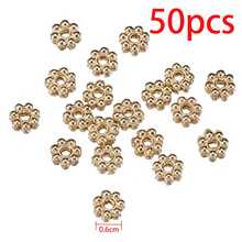 50 piezas de cuentas espaciadoras de cobre con forma de copo de nieve, cuentas espaciadoras con forma de flor para hacer collares, pulseras y joyería DIY - Multicolor - Ver 12