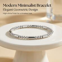 女士不锈钢手镯，双色金银简约弹力手镯，防褪色防水可叠戴日常佩戴派对饰品礼品1件装18K镀金不锈钢手镯 - 1 - 查看 3