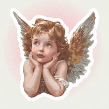 Vintage Angel Resting Chin On Hand Sticker, Artistic Retro Style Decorative Sticker, Waterproof Vinyl Sticker - Matte Surface, Self-Adhesive Bumper Sticker, Suitable For Cars, Windows, Laptops, Trucks, Water Bottles - Multi-Purpose Design, Car Sticker - Vinyl - View 11