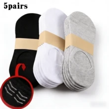 5 Pairs Black Low-Cut Summer Men's Breathable Boat Socks Travel Vacation Essential Thin Cotton Socks No-Show Socks - Multicolor - View 6