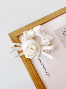Satin Rose Hair Scrunchies, Bow Hair Ties, Elegant Ponytail Holders - Multicolor - View 5