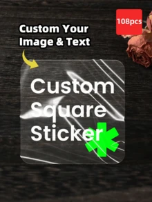 1-100张可定制透明PVC防水贴纸 - 可定制任何设计、图像、标志、文字，适用于礼品包装、节日装饰、信封、送给她的礼物、朋友、儿子、女儿、员工、毕业典礼、家居、办公室等场合，用途广泛且时尚，可用作墙纸贴纸。 - 彩色 - 查看 41