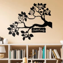 1pc Customized Family Tree Metal Wall Art - Personalized Name And Birth Date, Heart Leaf Design, Easy To Hang, Great For Wedding, Christmas, Valentine's Day, Mother's Day Gift, Home Decor - Multicolor - View 16