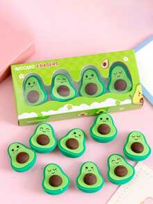 4pcs Avocado Shaped Erasers, School Supply Reward For Students - A - View 3