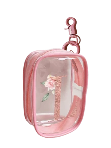 Portable Mini Transparent Zipper Storage Bag, Compact Multifunctional Storage Bag, Headphone Charger Storage Cassette Keychain, Transparent Travel Accessories, Exquisite And Compact, Suitable For Storing Small Items, Data Cable Storage Bag, Bracelet Storage Bag, Makeup Bag, Sparkling Pink Flower Letter A To Z Pattern (Zipper Style And Color Random) - Multicolor - View 20