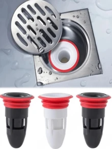 1pc White Floor Drain, Household Bathroom Floor Drain, Odor Prevention Device, Bathroom Drain, Insect And Odor Prevention Blockage Device, Silicone Floor Drain Bathroom Accessories Bathroom Tools - Multiple Styles - View 2