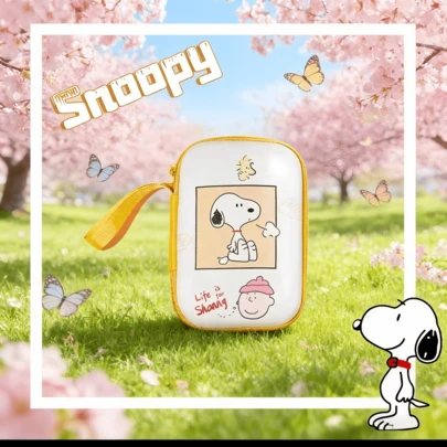 SNOOPY 1PC Design Data Cable Storage Bag Set, Universal Portable Zipper Pouch For Charger, Headphones, U Disk And Camera