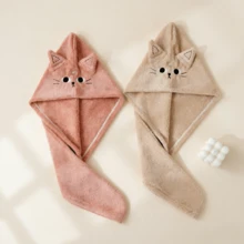 Set de 2 toallas con orejas de gato de secado rápido - Turbante de microfibra de colores mixtos, súper absorbente y anti-frizz, gorro de ducha para cabello largo, accesorio de spa en casa de grado salón - Multicolor - Ver 12