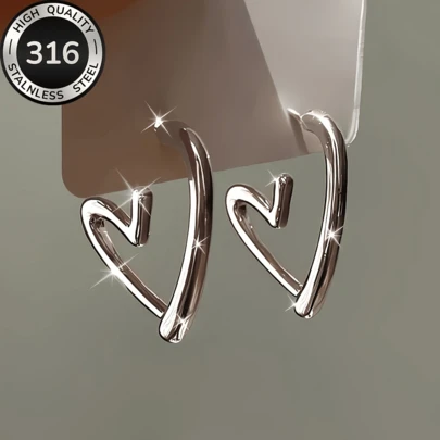 أقراط على شكل قلب من الفولاذ المقاوم للصدأ باللون الذهبي للنساء، منخفضة التحسس، لا تبهت، إكسسوارات كورية أنيقة وبسيطة، مناسبة للارتداء اليومي والحفلات، هدية رقيقة للفتيات