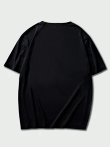 GRDR Men's Retro American Style Minimalist Chest Graphic English Slogan Short Sleeve T-Shirt - Black - View 4