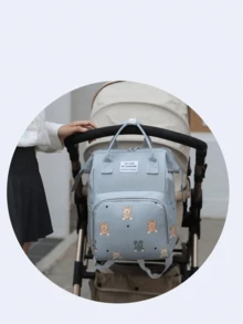 Oaoleer 1pc Multi Functional Travel Diaper Backpack Maternity Baby Diaper Changing Bag Large Capacity Waterproof Oxford Cloth Diaper Bag Backpack With Practical Pockets Stroller Compatible Cute Cartoon Design Ideal Mother's Day Gifts New Mom Gifts - Multicolor - View 4