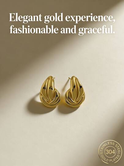 优雅镀金耳环，镀金不锈钢耳环，精致设计，低过敏性，不含镍，哑光耳钉，加厚女士镀金耳钉，优雅几何图案轻盈低过敏性耳钉，复古珠宝舞会礼物，女士耳钉，时尚加厚独特吊坠耳钉，女士镀金耳环套装，精致镀金水滴耳环，低过敏性耳钉，时尚珠宝，女士礼物，派对礼物