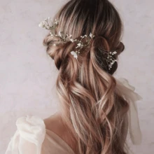 满天星发夹，婴儿满天星发卡，白色花朵发夹，简约新娘发饰，婚礼发饰，新娘头饰 - 白色滿天星 - 查看 4