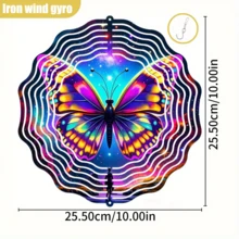 3D立体装饰“星空背景下翩翩起舞的彩色蝴蝶”,尺寸25.5厘米/10英寸*25.5厘米/10英寸,带旋转挂钩,可360°旋转,DIY创意风车,四季皆宜,家居园艺用品。 - 多色 - 查看 3