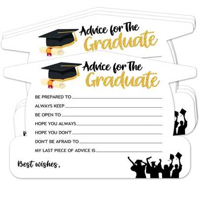 Tarjetas de consejos de graduación 2026 para el graduado - Ideas de juegos y actividades para fiestas de graduación - Celebración de graduación - Para decoraciones y recuerdos de graduado, escuela secundaria y universidad (con forma)