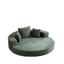 A Versatile Two-In-One Sofa Bed, Ideal For Small Spaces, That Can Be Used As Both A Semi-Circular Sofa And A Round Chaise Longue. The Armrests Feature Fabric Pockets. - Dark Green - View 12
