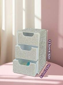 镶钻三抽屉高光桌面收纳盒，适用于珠宝、化妆品和配饰，是送给女性的礼物、圣诞礼物、女士礼品创意和房间装饰的理想之选。 - 彩色 - 查看 12