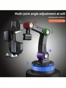 360度旋转手机支架 - 采用ABS材质，配有可调节臂和夹式仪表盘支架，适用于轿车、卡车和工程车辆。 - A - 查看 10