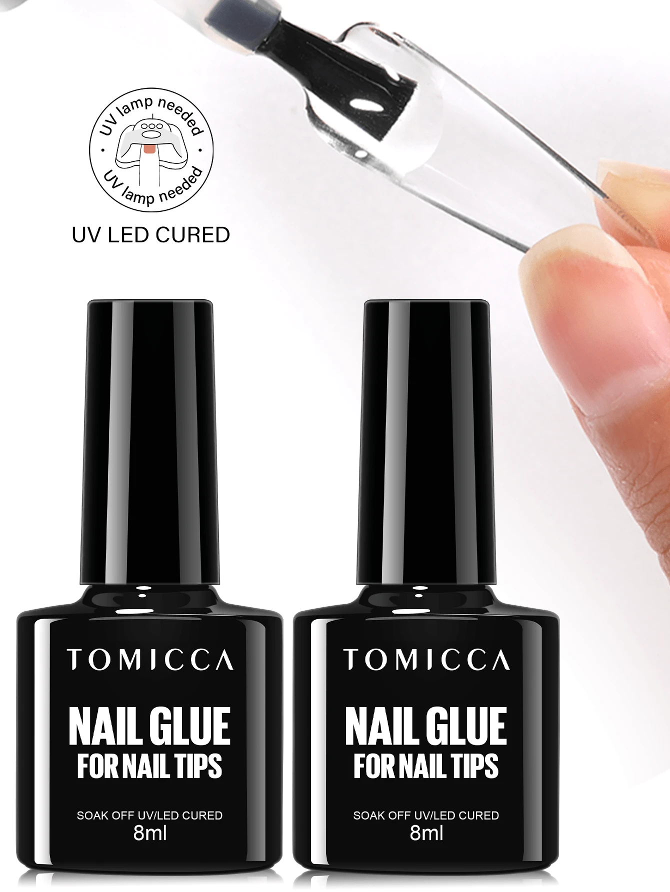 TOMICCA 2支/套 8毫升透明指甲油凝胶套装,需使用UV灯固化,持久耐用,适合DIY居家美甲或作为女士礼物 - 無色 - 查看 1