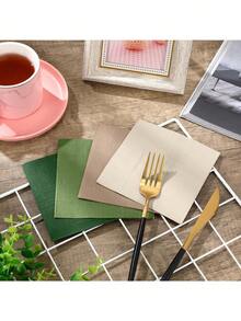 20/80张装鸡尾酒餐巾纸，一次性饮料餐巾纸，方形纸质甜点餐巾，适用于婚礼、生日庆典派对用品，展开尺寸10*10英寸 - 查看 5