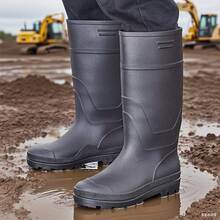 Men's Classic High-Top Rain Boots, Garden Anti-Slip Rain Boots, Durable & Comfortable, Suitable For Outdoor Fishing, Gardening, Construction Site Work - Matte Black - View 5