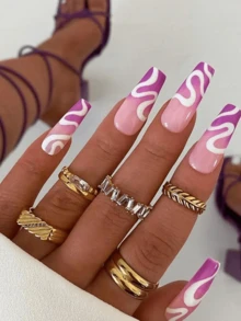 Miếng dán móng tay gel bán khô, 20 miếng, chất lượng salon, bền lâu, dễ dán và gỡ bỏ, có đèn UV. - Đỏ - Xem 5