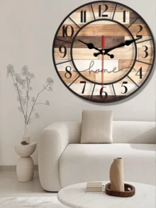1pc 10-12 Inch Silent Wooden Wall Clock - Creative & Interesting Design, Suitable For Home Decor And Gifts, Battery Operated (AA Batteries Not Included) - 1PC - View 1