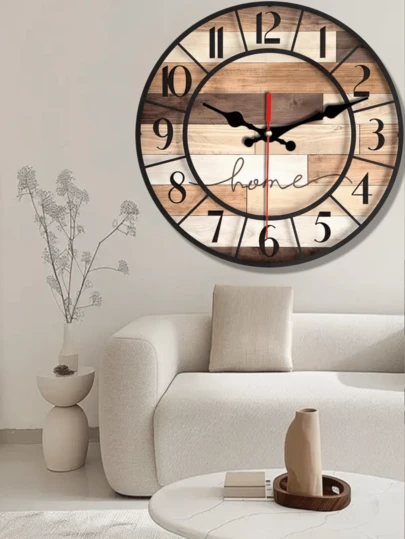 1 buc Ceas de perete silențios din lemn de 25-30 cm - Design creativ și interesant, potrivit pentru decorul casei și cadouri, funcționează cu baterii (bateriile AA nu sunt incluse)