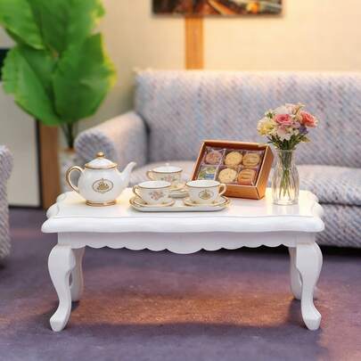 1pc Mini Wooden Doll House Drawer Cabinet, Vintage European Style Curved Legs, Home Decor Model, Desktop Ornament, Mini Toy, Mini Accessory, Gifts For Boys, Girls, Easter, Summer Party, Photography Props, Compatible With Various Posable Dolls And Anime Figures, Adult Miniature Scene Building Toy