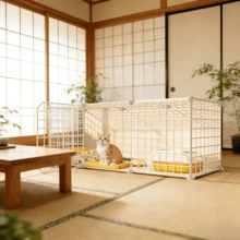 1 Set DIY Cat Cage, All-In-One Cat Villa, Space-Saving Dog Cage, Free-Standing Indoor Cat House For Cats & Pomeranians - Multicolor - View 2