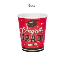 Bộ đồ dùng tiệc tốt nghiệp 10/20/50/80 món năm 2026, bộ đồ ăn tiệc tốt nghiệp màu đỏ dùng một lần gồm đĩa, cốc và khăn giấy để chúc mừng sinh nhật tốt nghiệp. - màu đỏ - Xem 9