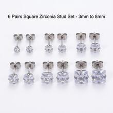 1 Đôi bông tai nữ kiểu dáng cổ điển thanh lịch, hình vuông, bốn chấu, đính đá Cubic Zirconia, trang sức cổ điển phù hợp để đeo hàng ngày, đi làm, dự đám cưới, tiệc tùng và làm quà sinh nhật. - MEXICO - Xem 7