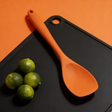 High Heat Resistant Silicone Spatula Spoon, Heat Resistant Rubber Spoon, Seamless Non-Stick Flexible Scraper, Salad Mixing Spoon, Baking Tool- Orange/Pink (2/4 Packs) - Orange - View 10