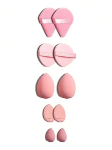 Bộ dụng cụ trang điểm 5/10/20/30/40/50/60/80/100 món bao gồm: 10 bông mút trang điểm dạng lỏng + 10 bông mút trang điểm dạng lỏng mini + 10 bông phấn phủ và cố định lớp trang điểm hình tam giác + 10 bông mút trang điểm nền dạng cushion + 10 bông mút che khuyết điểm dạng cushion mini - Màu Hồng  Dưa hấu - Xem 11