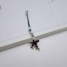 Melting Star & Moon Phone Lanyard, Dark Style Phone Charm, Decorative/Elegant High-Quality Couple/Best Friend Keychain, Suitable For Smartphone, Camera, Card Case, USB Drive - Black - View 7