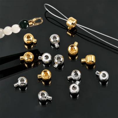 10 hạt kẹp tròn bằng thép không gỉ, hạt đệm và nắp hạt, thích hợp để làm đồ trang sức, hoàn thiện và trang trí vòng tay và dây chuyền tự làm.