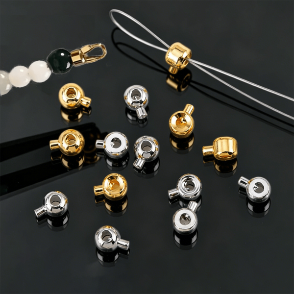 10 hạt kẹp tròn bằng thép không gỉ, hạt đệm và nắp hạt, thích hợp để làm đồ trang sức, hoàn thiện và trang trí vòng tay và dây chuyền tự làm.
