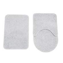 3-Piece Set Of Plush Non-Slip Bathroom Rugs, 100% Cotton, 40x60 Cm, Shaggy - Light Grey - View 3