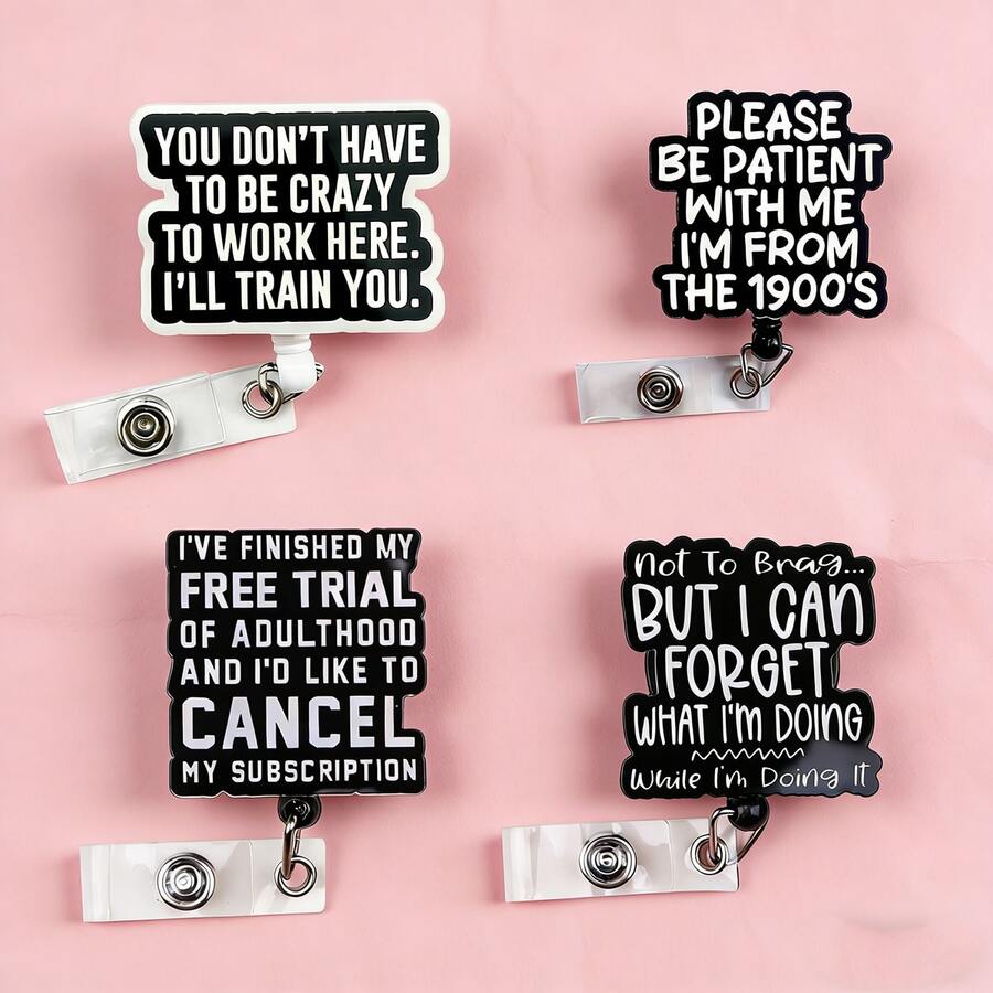 Funny Retractable D Card Holder Reel With Cute Cartoon Design,Teacher Nurse Hospital Badge Holder Office Lanyard Gift 1pc - A - View 1