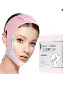 Máscara reutilizable Juskaa con correa para la barbilla para levantar la línea V mientras duerme, levantamiento facial para prevenir el flacidez, ejercitador de mandíbula, color rosa, talla M - Rosa Pálido - Ver 6