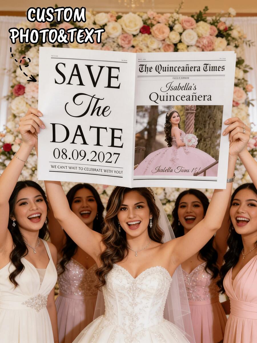 1pc Personalized Birthday Newspaper Poster Template, Customizable Photo And Text Design, Vintage Newspaper Style Sweet Invitation, Printable Large Size Newspaper Prop, Party Announcement, Photography Prop, Party Decoration, Commemorative Collection Gift, Family Celebration Decoration