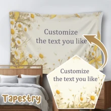 1件可定制个性化挂毯，可定制多种颜色的文字，上传任何文字或您的名字，适用于生日、婚礼、万圣节、圣诞节、派对、家居装饰、卧室美化、墙面艺术、毕业典礼等场合，轻巧可定制，适用于婚礼、茶室、卧室、客厅等场所。 - 向日葵 - 查看 9
